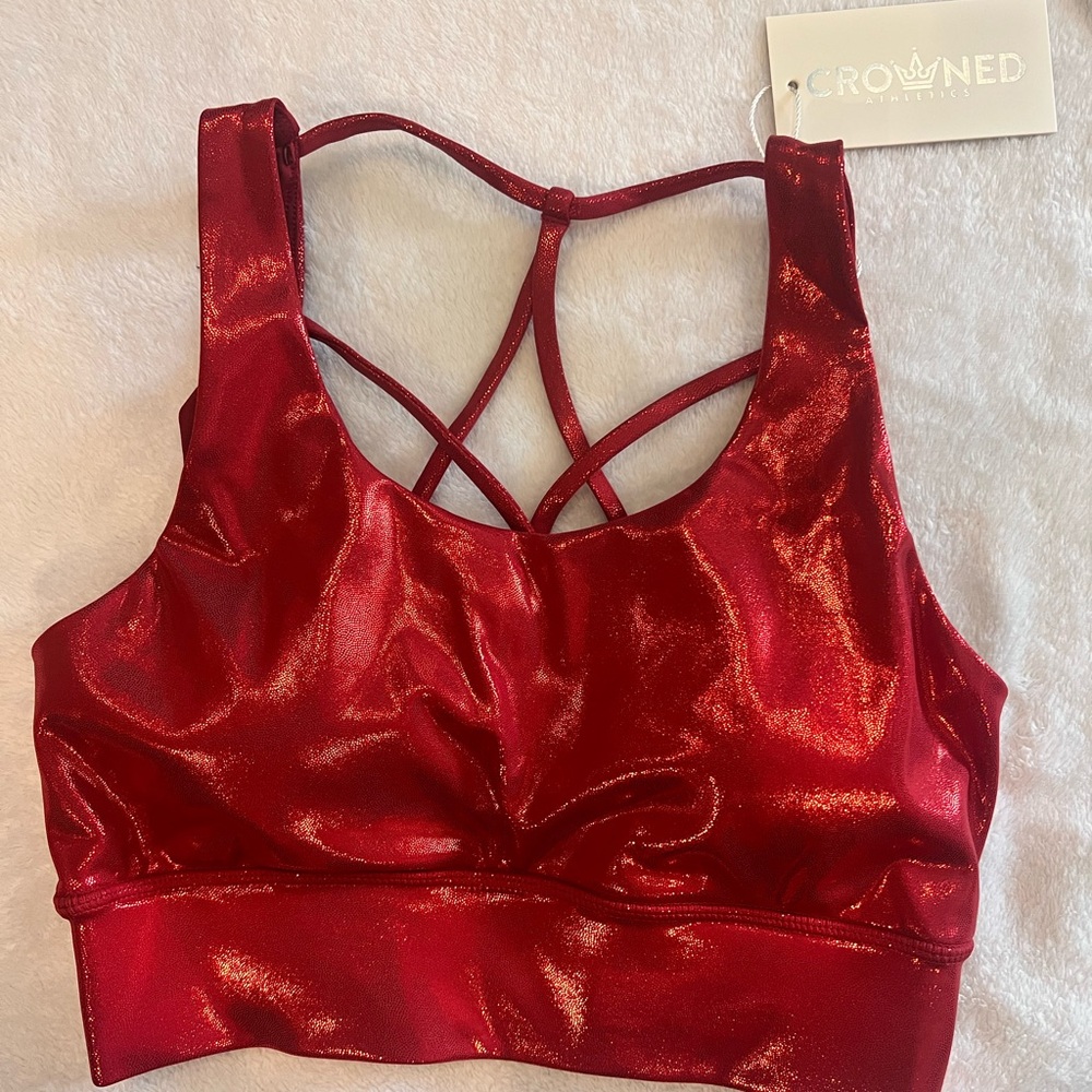 Crown Red Sports Bra with Strappy Back Design